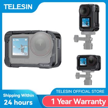Carcasa Protectora de Aleación de Aluminio TELESIN Tipo Jaula para DJI OSMO Action 6, Accesorios, Adaptador Doble de Zapata Fría, Cubierta Metálica