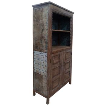 Estanteria librería de madera acabado artesanal marron