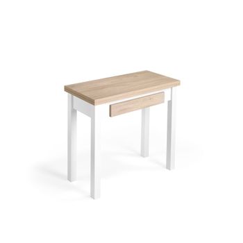 Mesa cocina extensible de melamina y metal roble-blanco l40/80 cm