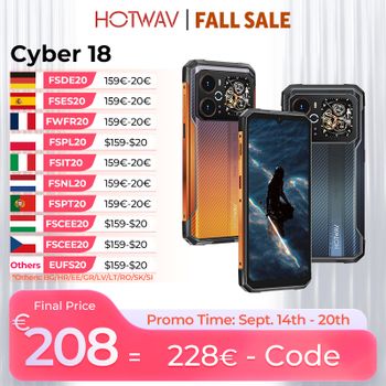 HOTWAV Cyber 18 Smartphone Resistente Android 16 Pantalla de 6.75'' 120Hz Octa-core 6200mAh 20W Teléfono Móvil con Kit de Herramientas de IA de Desarrollo Propio Luz Dinámica RGB Cámara Trasera de