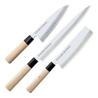 3 claveles nipon - kit cuchillos grandes tipo japones acero inoxidable y mango de arce