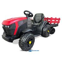 tractor electrico peketrac 7100 case iii style con remolque rojo pekecars - tractor electrico infantil para ninos 2 anos con bateria 12v con control remoto y asiento de polipiel
