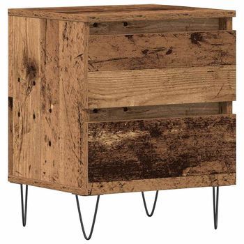 Mesita De Noche - Mesilla De Noche Con Cajón Madera Vieja 40 X 35 X 50 Cm Mc6513