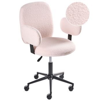Silla De Oficina Moderna Sillón De Altura Regulable De Bouclé Rosa Pastel Moraga