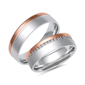 Alianzas de oro blanco y rosa con 44 diamantes