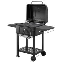 outsunny barbacoa de carbon portatil con bandeja y ventilacion ajustable gran parrilla estantes laterales termometro y ruedas