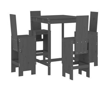 Set de mesa y taburetes altos jardin 5 piezas madera pino gris