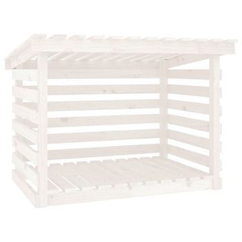 Leñero De Madera Maciza De Pino Blanco 108x73x79 Cm Vidaxl