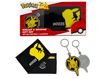 Pack Merchandising - Sherwood Pokemon Set billetera + Llavero Pikachu 025, Licencia Oficial