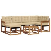 conjunto de sofas de exterior con cojin 7 piezas  mueble de jardin natural y beige
