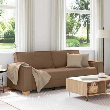 Vidaxl Sofá De 3 Plazas Marrón 220 Cm Tela