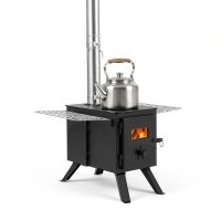 costway estufa de lena portatil negro plateado con bolsa almacenamiento y guantes para cocinar en camping 61 x 47 x 255 cm negro plateado