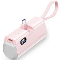 power bank vention fhqp0 4800mah 225w rosa ultraportatil con cables tipo c y lightning
