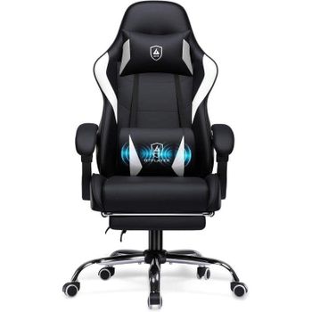 Silla Gaming GTPLAYER Ergonómica con Masaje Lumbar y Reposapiés 150 kg - Negra