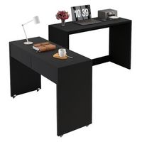 escritorio extensible 2 en 1 110x40x78 cm con cajones y ruedas mesa de estudio compacta de madera blanco y madera natural