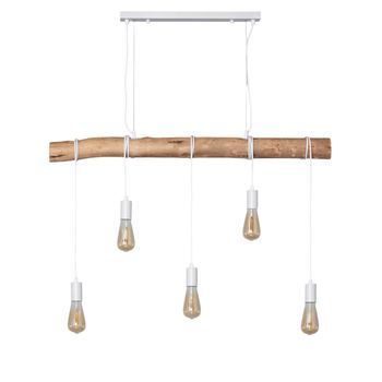 Lámpara Colgante Metal Y Madera Yagis Blanco