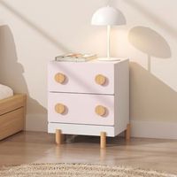 mesita de noche infantil vaarentaa 2 cajones 47x40x35 cm blancorosa encasa