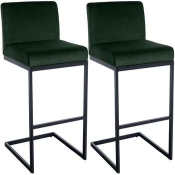 Set De 2 Taburetes De Bar Hopewell, Terciopelo Metal Verde 53x43x104 Cm Clp