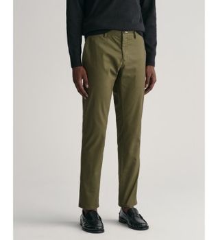 Gant para hombre. 1505220 Pantalones chinos Slim Fit Tech Prep verde (30/34), Casual, Algodón, Algodón Orgánico