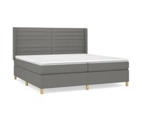 cama box spring con colchon tela gris oscuro 200x200 cm rayas horizontales