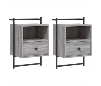 Vidaxl mesitas de noche de pared 2 unidades gris sonoma 40x30x61 cm