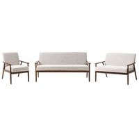 conjunto de sala de estar retro sofa 3 plazas sofa 2 plazas y sillon tapizado de poliester estructura de madera gris y marron oscuro esrum
