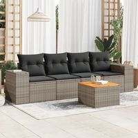 conjunto de sofas jardin con cojines 5 uds  mueble jardin mesa y sillas ratan sintetico gris cfw128260
