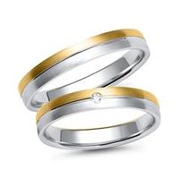 alianzas oro amarillo y blanco con diamante ancho 35 mm