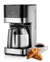 cafetera de filtro con termo cafetera de acero inoxidable con temporizador programable 24h pantalla led placa de calentamiento apagado automatico antiderrames 900w 10 tazas 1 litro