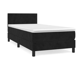 Cama box spring con colchón terciopelo negro 90x200 cm diseño plano