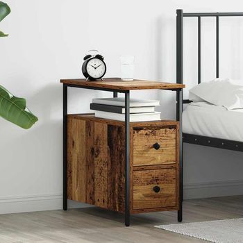 Mesita De Noche - Mueble Para Dormitorio - Madera Contrachapada - Madera Vieja (30x60x60cm)