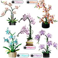 set creativo stem de orquideas flores eternas en maceta bloques de construccion ladrillos de phalaenopsis diy juguete regalo de san valentin para ninas