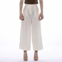 manila grace pantalones crop manila grace ecru para mujer