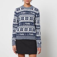 ganni logo-intarsia wool-blend jumper - xs