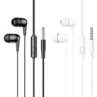 auriculares hoco m97 con cable jack 35 mm para uso diario con microfono y control de volumen blancos