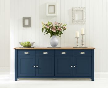 Somerset 4 Door 4 Drawer Oak and Blue Sideboard