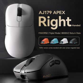Ratón AJAZZ AJ179 APEX, Inalámbrico de Tres Modos, Sensor PAW3950 de 8K, Baja Latencia, Base de Carga, Personalizable, Ligero, para Gamers de PC