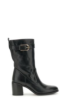 botines de piel con hebilla decorativa black 37