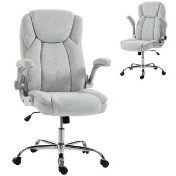 Silla De Escritorio Ergonómica Crema 120kg Reposabrazos Abatibles Altura Ajustable