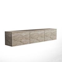 mueble tv suspendido de madera con iluminacion led neon illuminated - 160 x 32 x 35 cm - travertino