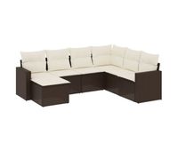 vidaxl juego de sofas de jardin 7 piezas con cojines ratan pe marron