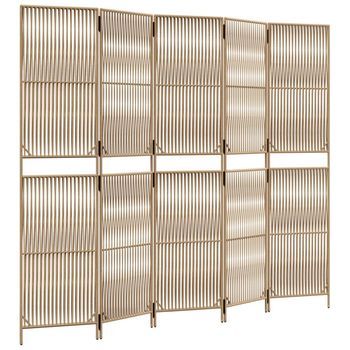 Biombo De 5 Paneles Ratán Sintético Beige Vidaxl