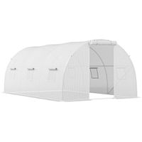 outsunny invernadero tunel de jardin 135 m 6 ventanas puerta enrollable con cremallera bastidor acero galvanizado lona pe 45 x 3 x 2 m blanco   aosom espana