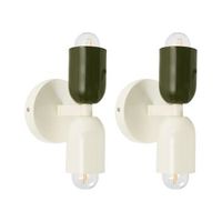 conjunto de 2 lamparas de pared con dos luces orientadas hacia arriba y hacia abajo blanco crema topi