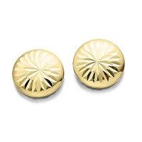 9ct gold button earrings - 8mm - g0853