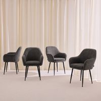 sillon de terciopelo de canale y patas de metal negro set de 4 gris