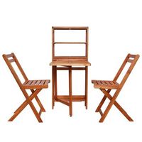 juego de bistro plegable de 3 uds  conjunto de mesa y sillas madera maciza de acacia