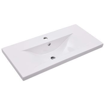 Lavabo Encastrado De Cerámica Blanco 81x39,5x18,5 Cm Vidaxl