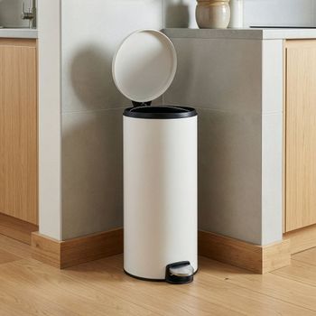Cubo de basura redondo de 30 l con pedal de acero