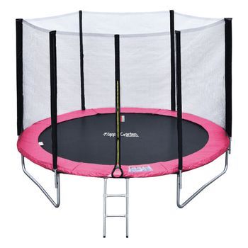 Cama Elástica De 245cm Reversible Rosa/gris, Pack Trampolín Canberra + Red De Seguridad + Escalera + Lona + Kit De Anclaje.